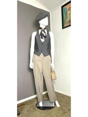 1940's Tan Glenshore Wool Garbardine Slacks 31W Saddle Sturdy Tan Slacks 31W